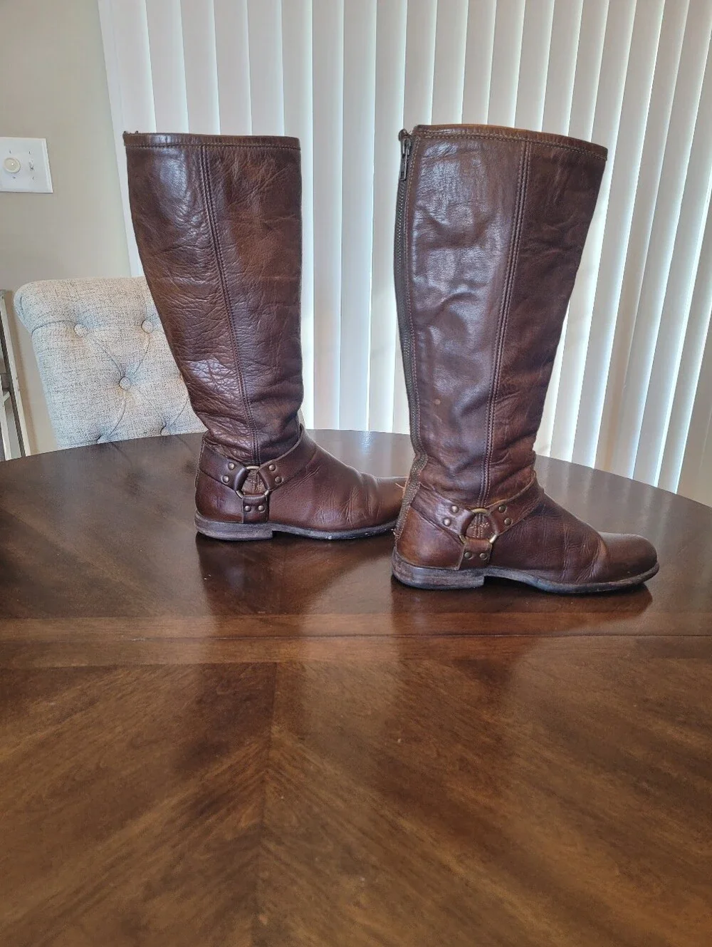 Frye Phillip Harmess Women’s Tall Brown Leather Riding Boots. Size 8B